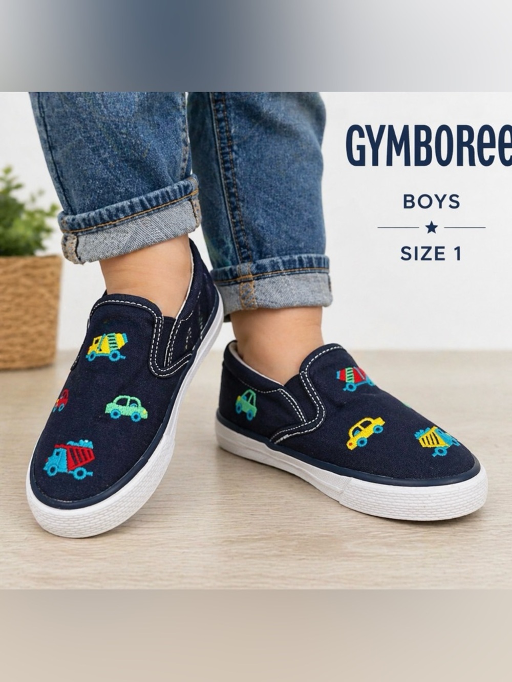 GYMBOREE boys blue slip on shoes  /size 1